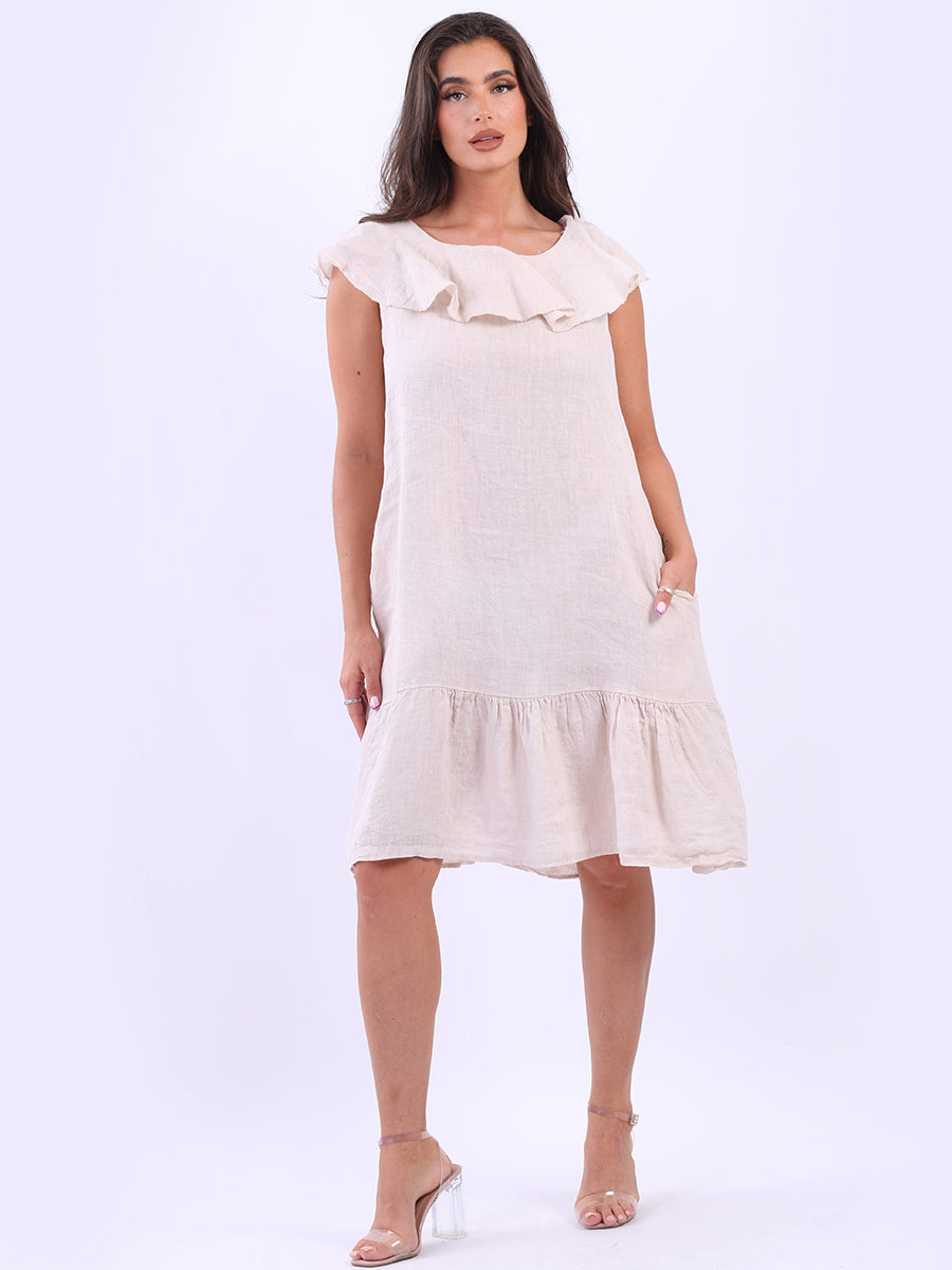 Ruffle Sleeveless Linen Top