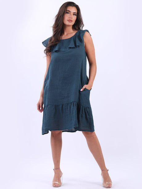 Ruffle Sleeveless linen  Top