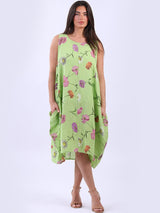 Women Lagenlook Floral Sleeveless Slouchy Dress