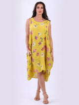 Women Lagenlook Floral Sleeveless Slouchy Dress