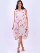 Women Lagenlook Floral Sleeveless Slouchy Dress