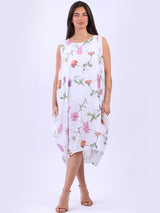 Women Lagenlook Floral Sleeveless Slouchy Dress