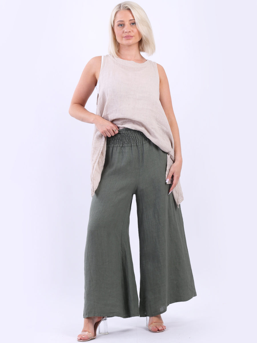 Solid Linen Wide Leg Palazzo