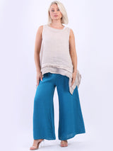 Solid Linen Wide Leg Palazzo