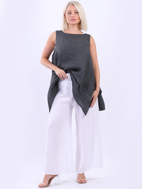 Solid Linen Wide Leg Palazzo