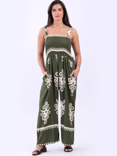 Smocked Wide Leg Jumpsuit