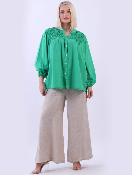 Smoked Cotton Blouse