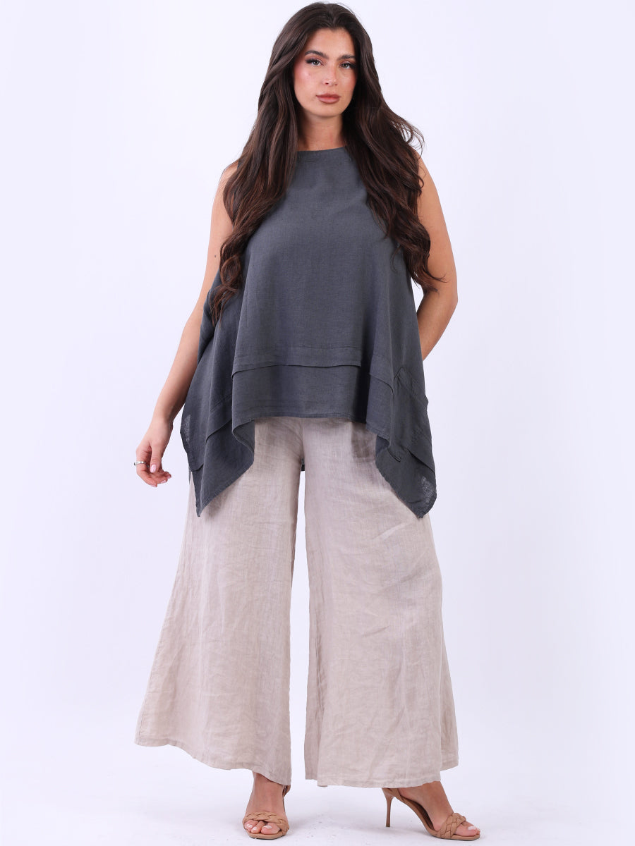 Sleeveless Linen Top Charcoal