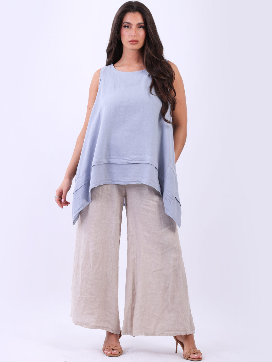 Sleeveless Linen Top Denim