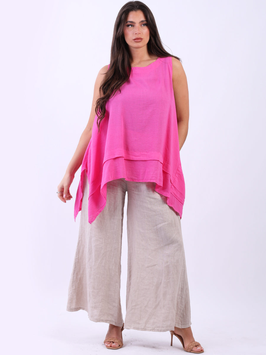 Sleeveless Linen Top Fuchsia