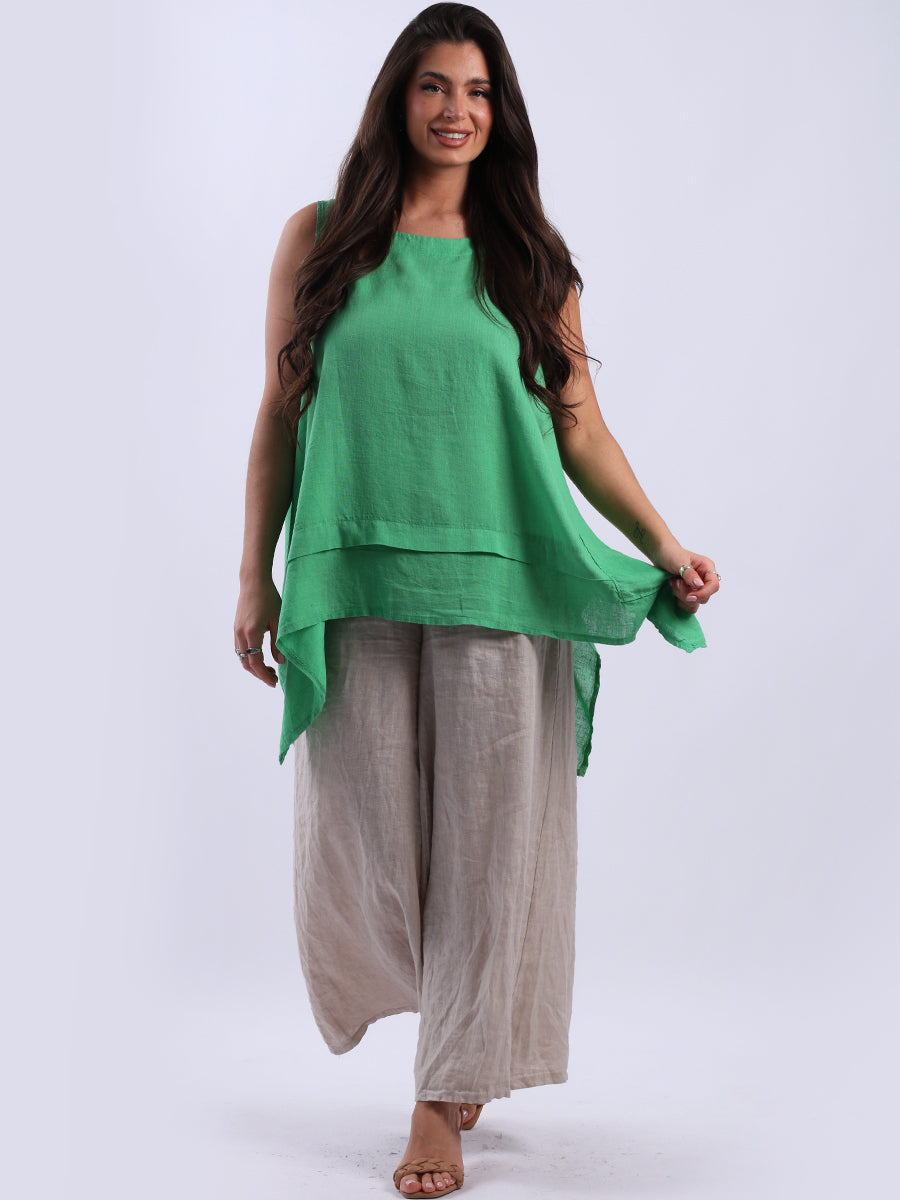 Sleeveless Linen Top Green