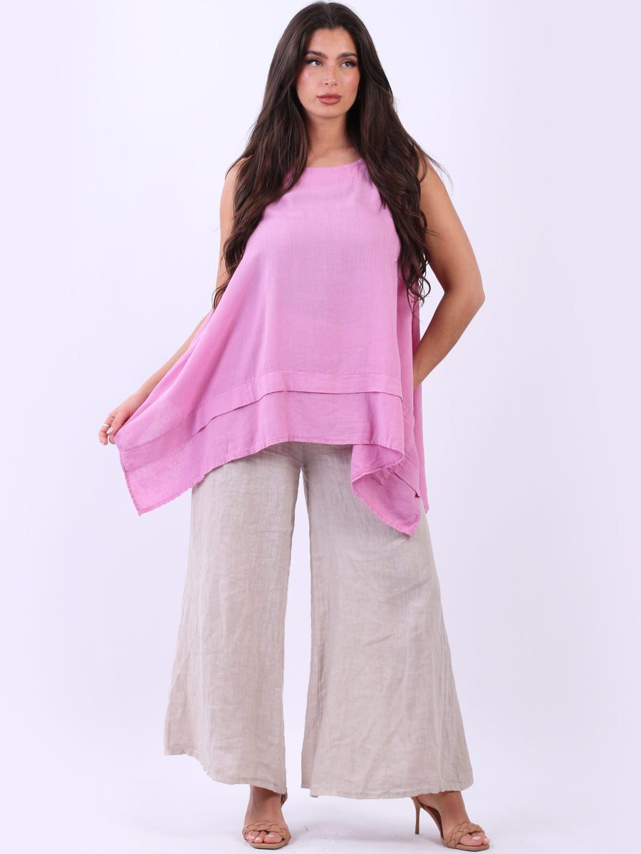 Sleeveless Linen Top Raspberry