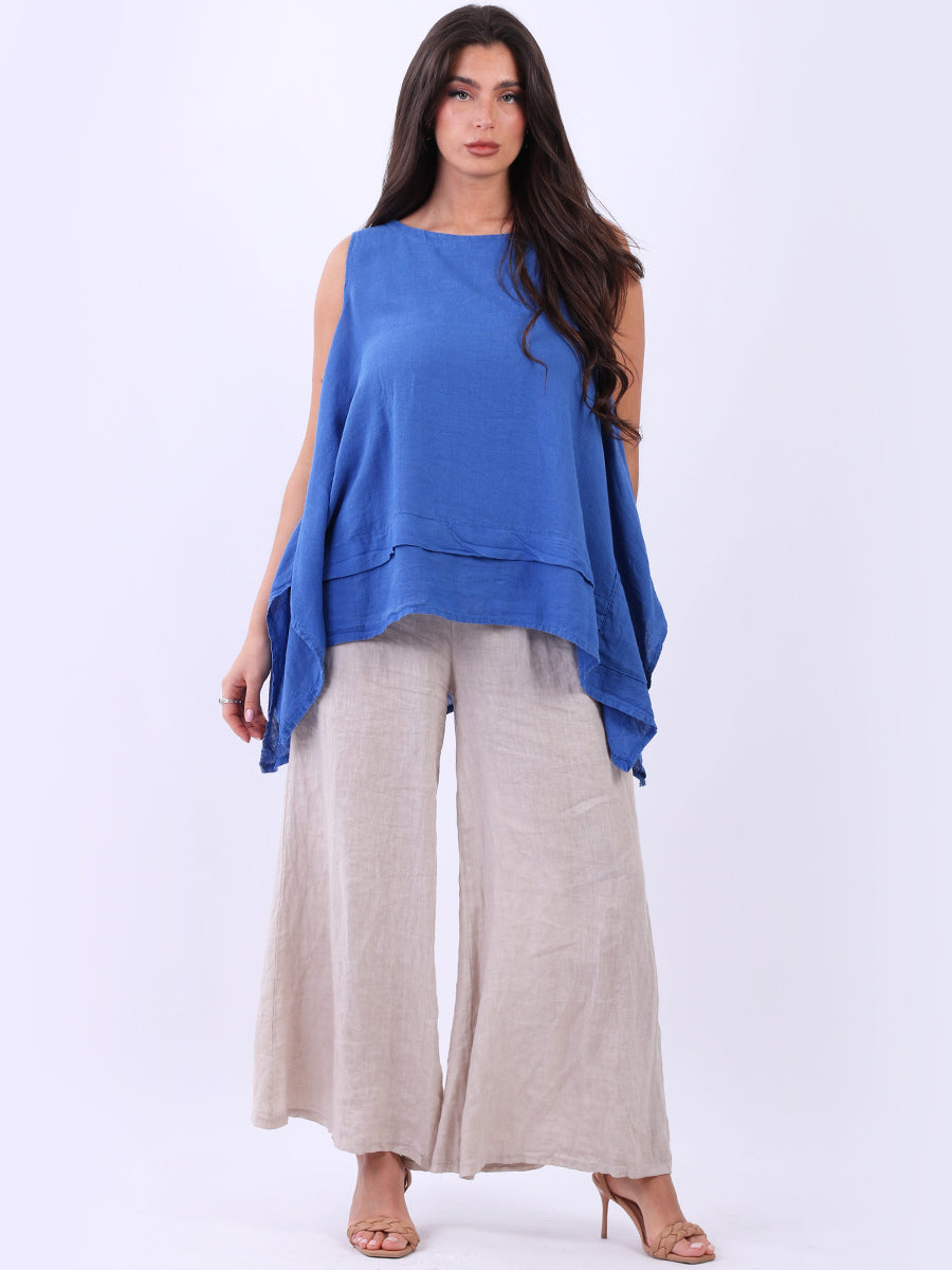 Sleeveless Linen Top Royal Blue