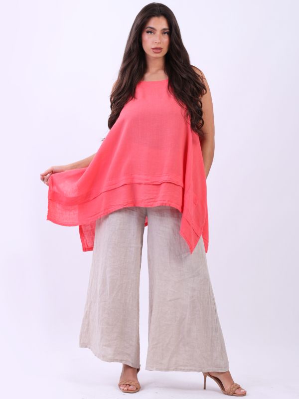 Sleeveless Linen Top Sugar Poppy