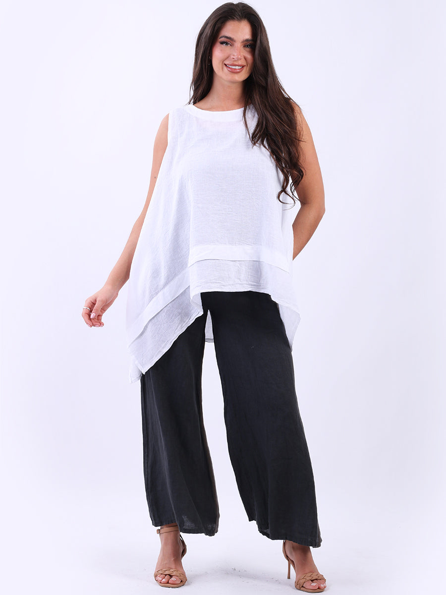Sleeveless Linen Top White