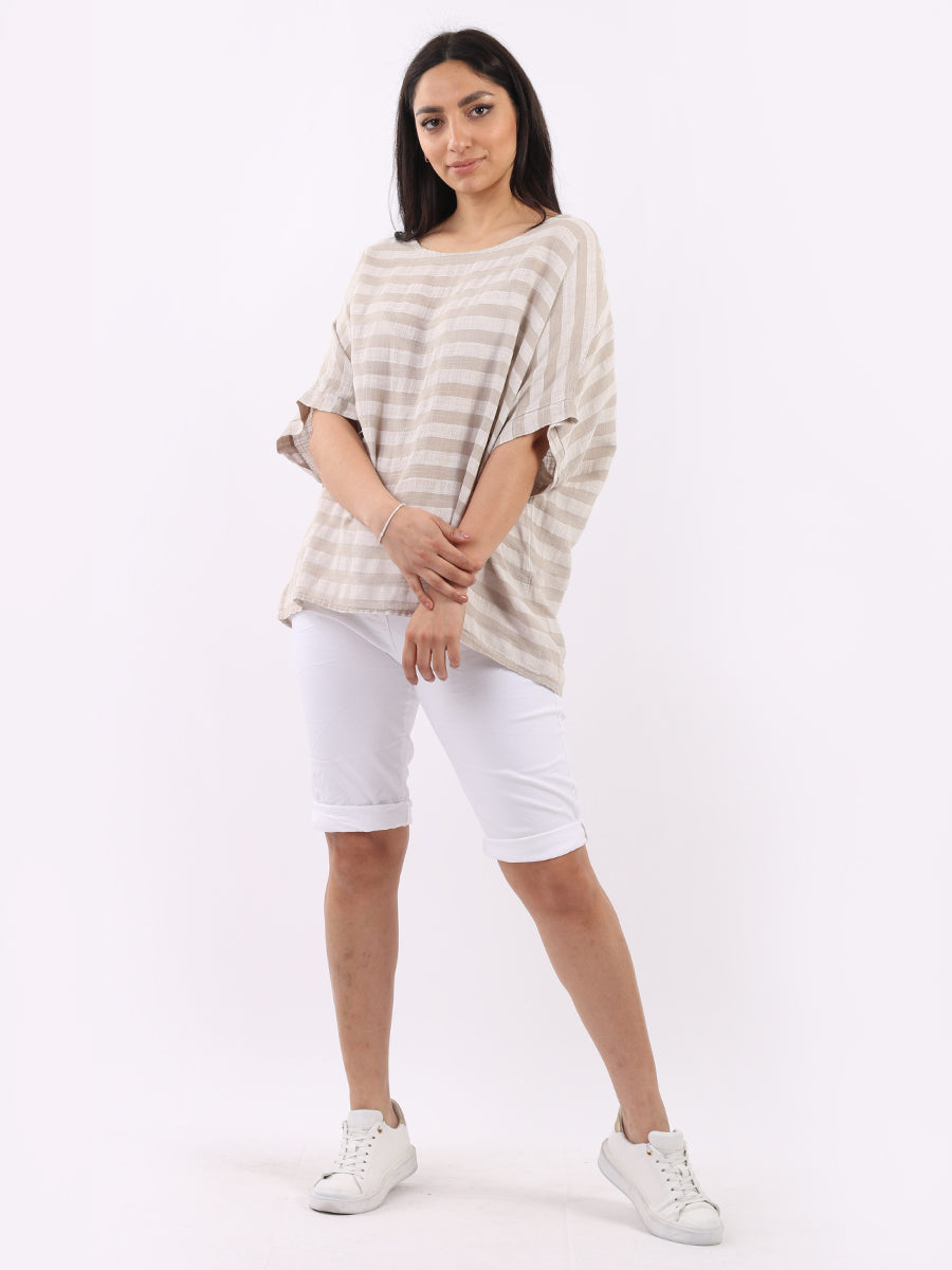 Ladies Stripy Print Cotton Box Top