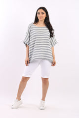 Ladies Stripy Print Cotton Box Top