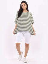 Ladies Stripy Print Cotton Box Top