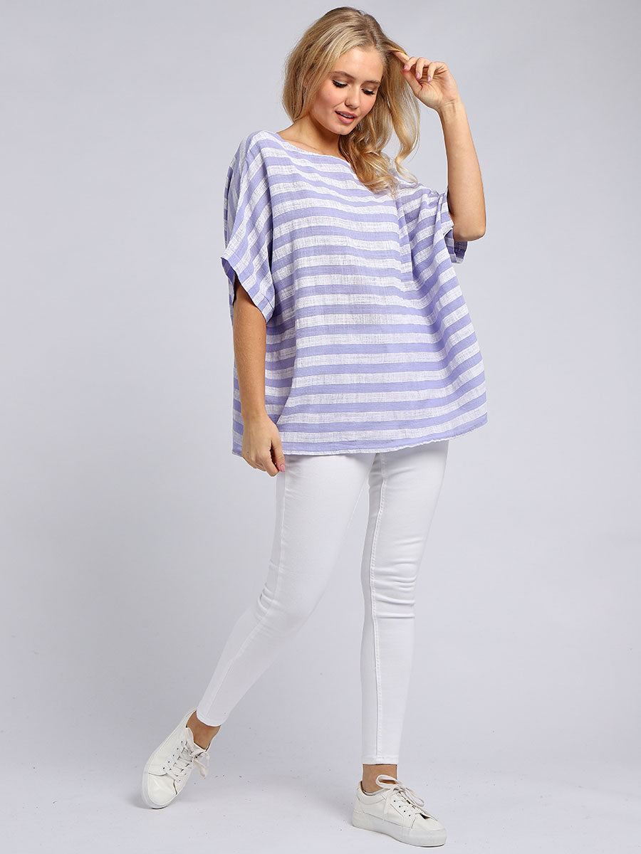 Ladies Stripy Print Cotton Box Top