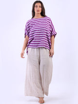 Ladies Stripy Print Cotton Box Top