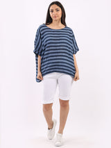 Ladies Stripy Print Cotton Box Top