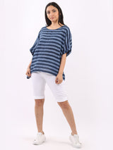 Ladies Stripy Print Cotton Box Top