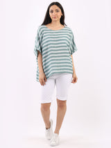 Ladies Stripy Print Cotton Box Top