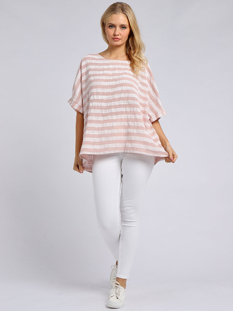 Ladies Stripy Print Cotton Box Top