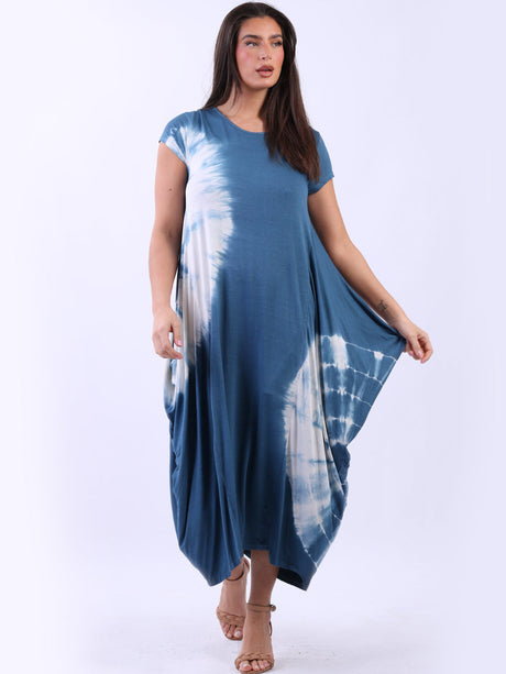 Ladies Tie Dye Maxi Drape Summer Dress