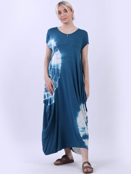 Ladies Tie Dye Maxi Drape Summer Dress