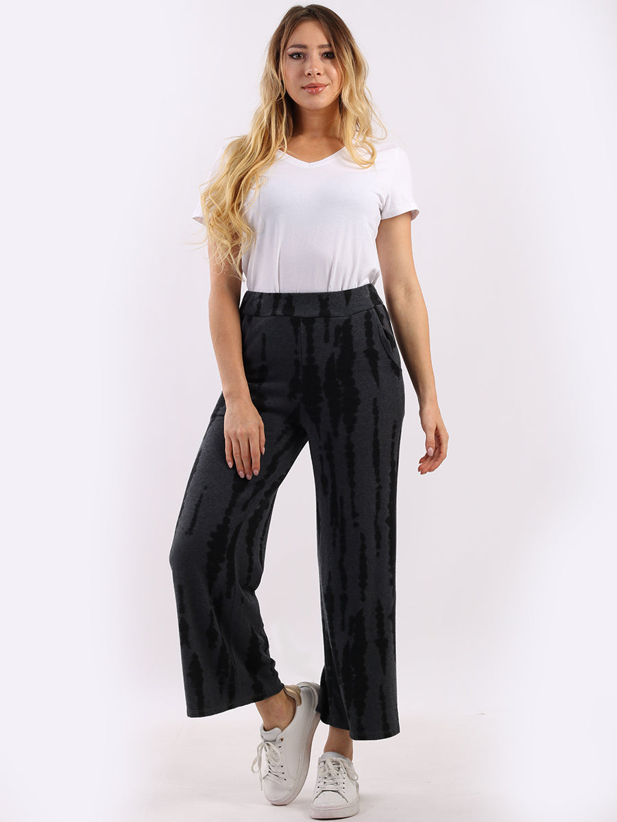 Ladies Tie And Dye Wide Leg Relaxed Fit Trouser