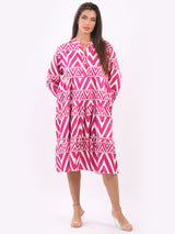 Ladies Tribe Print Tiered Swing Midi Dress