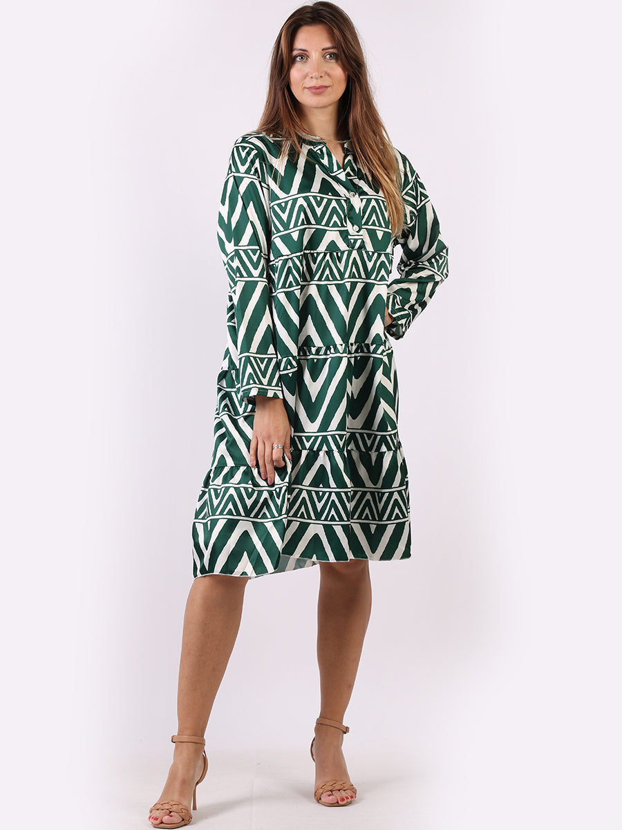 Tribe Print Lagenlook Tiered Midi Dress