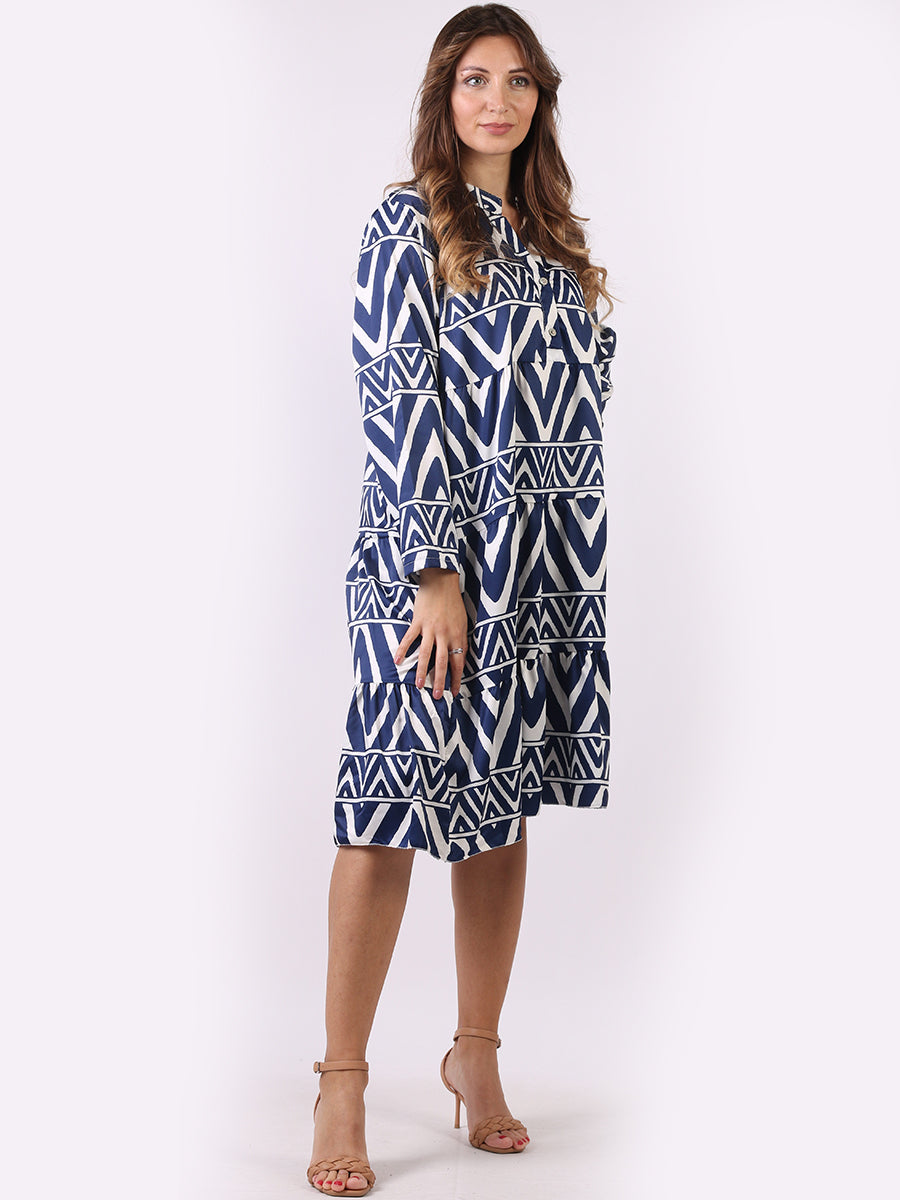 Tribe Print Lagenlook Tiered Midi Dress