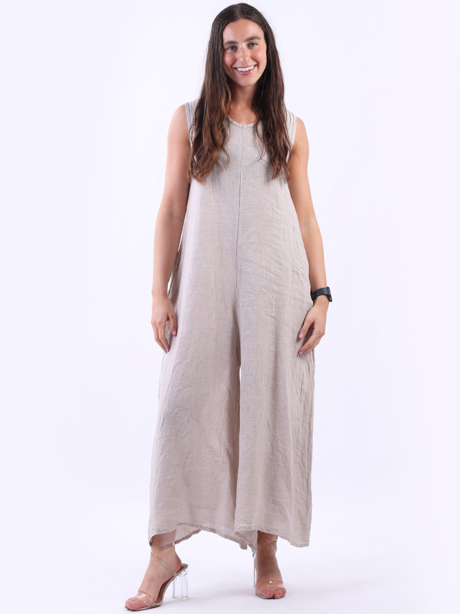 Sleeveless Linen Wide Leg Jumpsuit