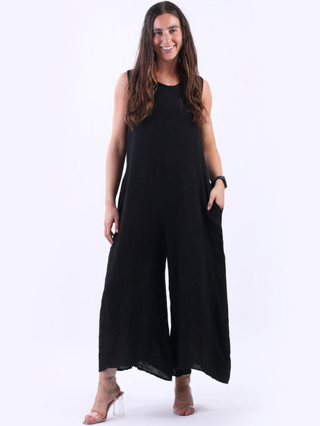 Sleeveless Linen Wide Leg Jumpsuit