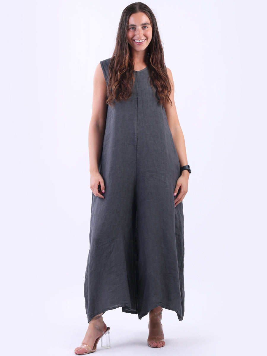 Sleeveless Linen Wide Leg Jumpsuit