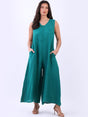 Sleeveless Linen Wide Leg Jumpsuit