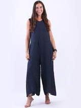 Sleeveless Linen Wide Leg Jumpsuit