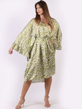 Wave Print Ruffle Sides Kaftan