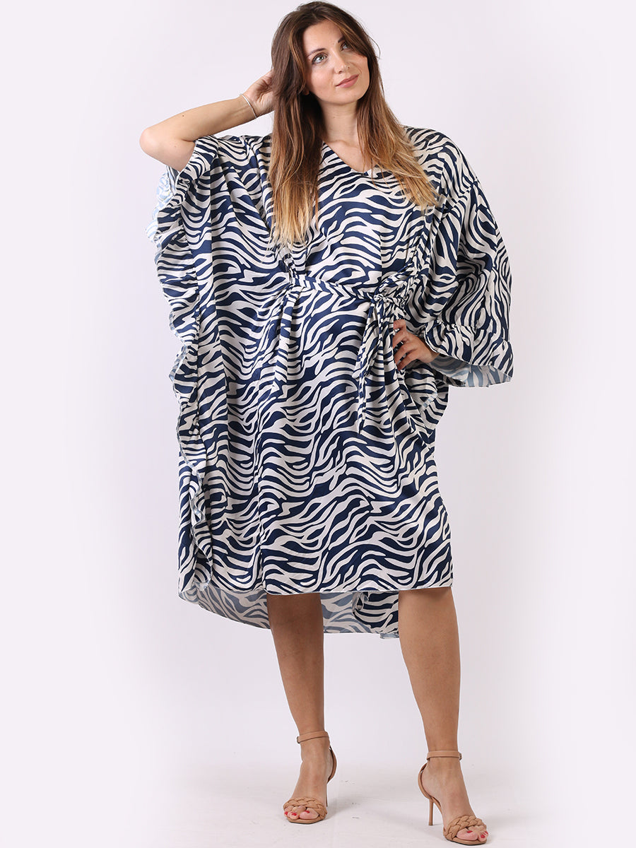 Wave Print Ruffle Sides Kaftan