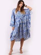 Wave Print Ruffle Sides Kaftan