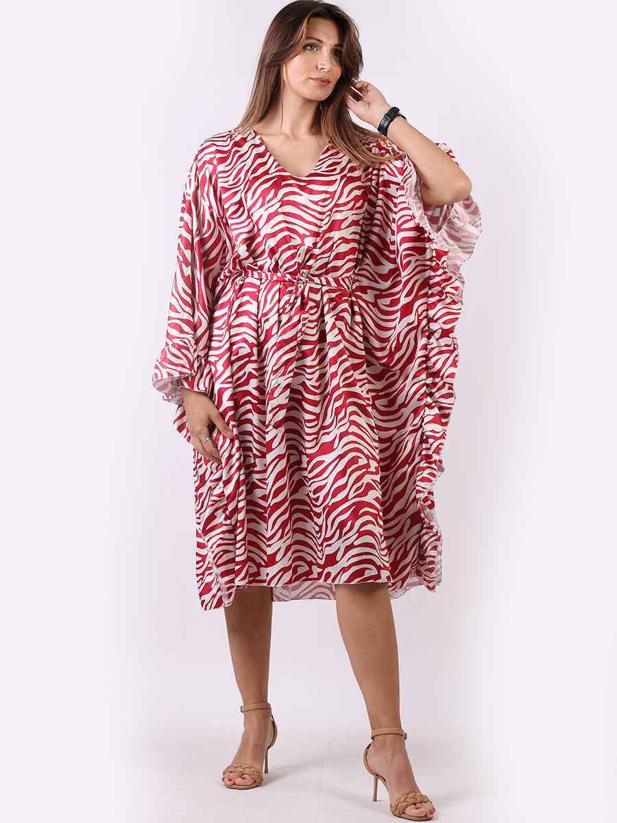 Wave Print Ruffle Sides Kaftan