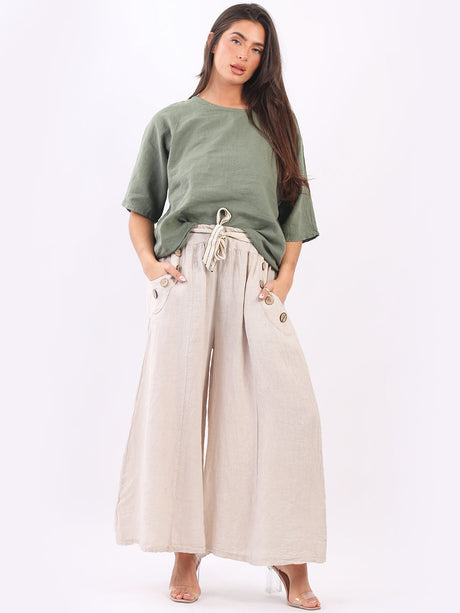 Wide Leg Linen Summer Palazzo