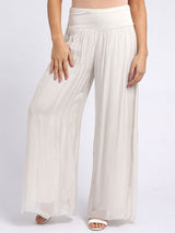 Ladies Wide Leg Plain Silk Harem Trouser