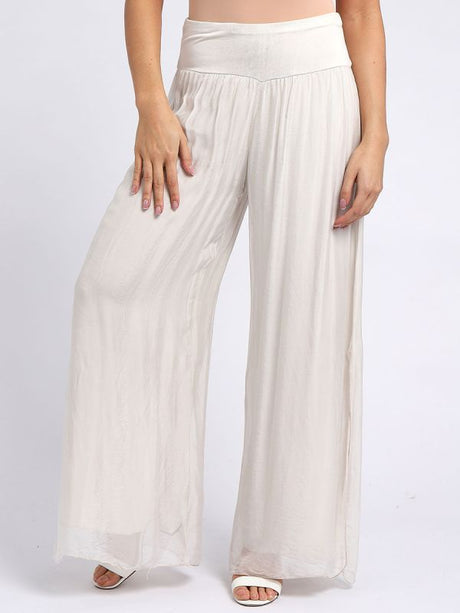 Ladies Wide Leg Plain Silk Harem Trouser