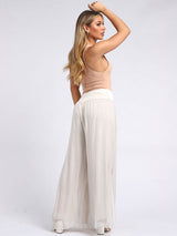 Ladies Wide Leg Plain Silk Harem Trouser