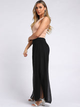 Ladies Wide Leg Plain Silk Harem Trouser