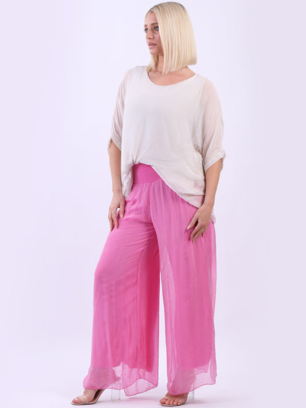 Ladies Wide Leg Plain Silk Harem Trouser