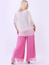 Ladies Wide Leg Plain Silk Harem Trouser